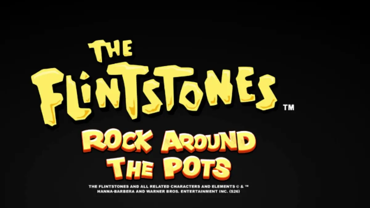 Tampilan visual slot The Flintstones: Rock Around The Pots dengan latar belakang Bedrock